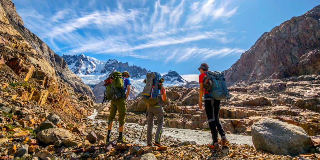 A breathtaking landscape with a glacier, lake, and mountains from Aguas Arriba Lodge.