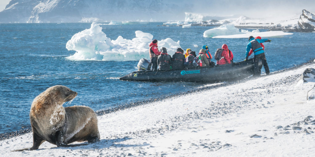 Zodiac landing in Antarctica