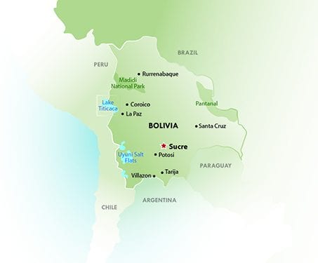 Map of Bolivia Contours Travel
