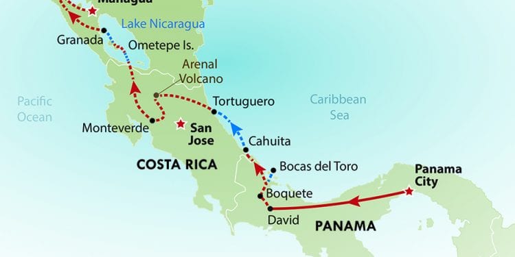 Map_Central-America explorer tour Contours Travel