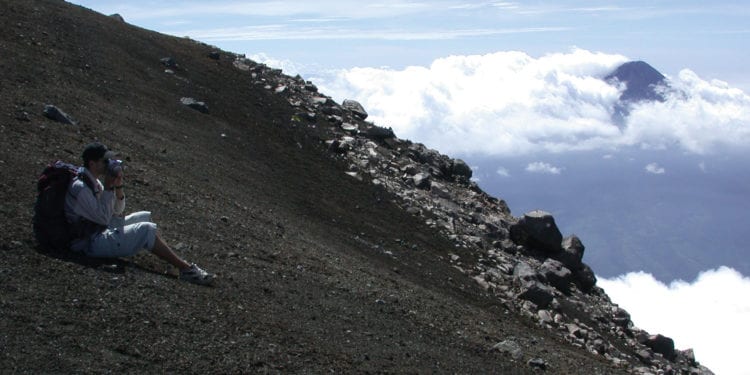 Volcanic slope of Volcano Acatenango in Guatemala Contours Travel