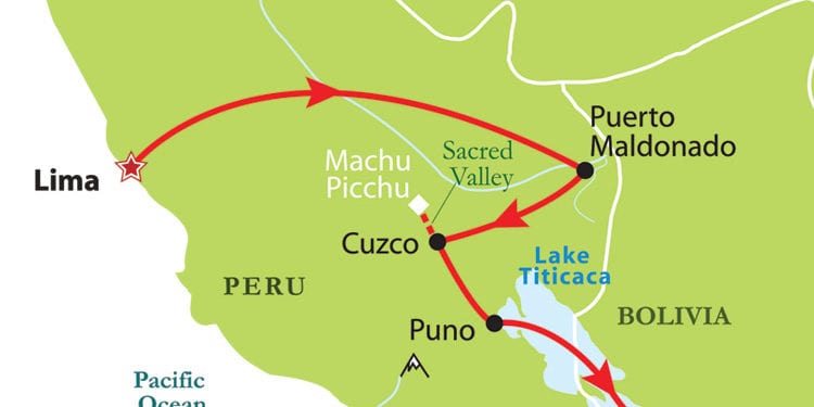 Best of Peru & Bolivia Tour map Contours Travel