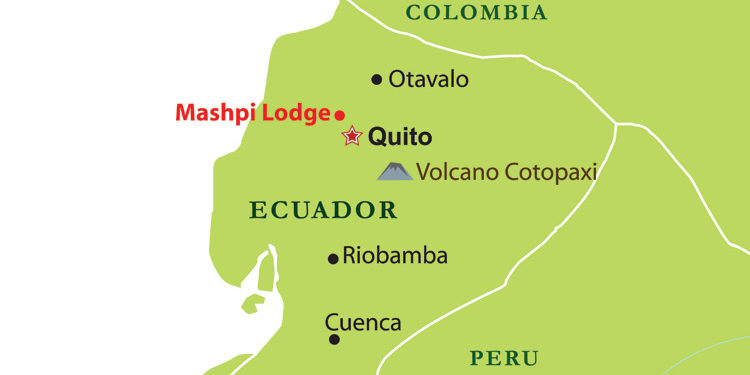 Map of Mashpi Lodge Ecuador Contours Travel