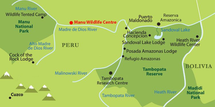 Peru Amazon Manu Wildlife Centre map Contours Travel