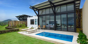 A modern villa with a private plunge pool at Hotel Pikaia, Galapagos Islands
