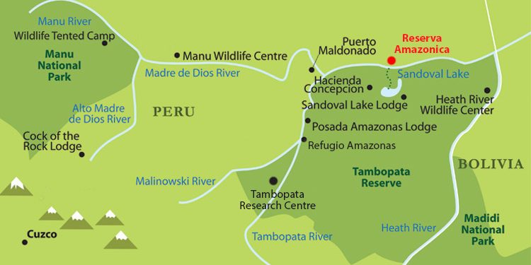 Peru Amazon Inkaterra Reserva Amazonica map Contours Travel