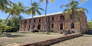 Buildings on Île du Salut, a former penal colony, visited on the Three Guyana's tour.