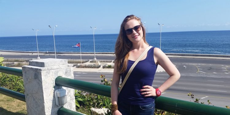 Marisa Bolivar posing at El Malecon in Cuba