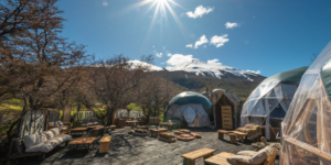 EcoCamp Patagonia's dome accommodations in a natural setting.