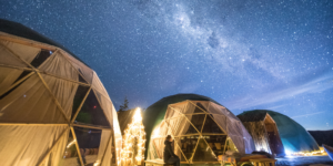 EcoCamp Patagonia's dome accommodations in a natural setting.