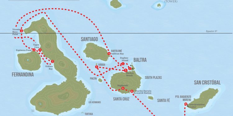 Ecuador Galapagos Quasar Evolution from San Cristobal In The Steps map Contours Travel