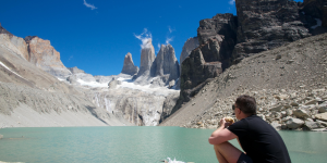 Hikers at the Base of the Towers, Torres del Paine.