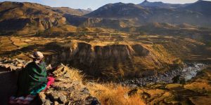 A panoramic view of Colca Canyon in Peru.