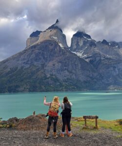 Nordenskjold Lake in Torres del Paine National Park, Chile. The lake is surrounded by mountains and glaciers.