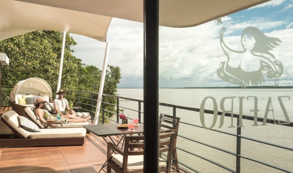 outdoor lounge on MS Zafiro - Amazon River cruise