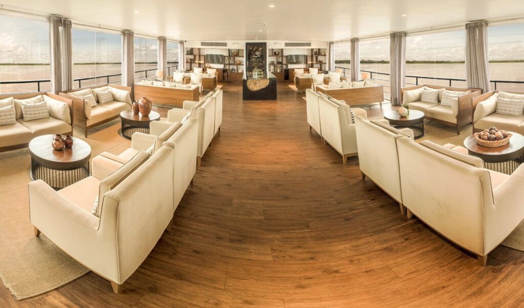 lounge and bar on MS Zafiro - Amazon River cruise