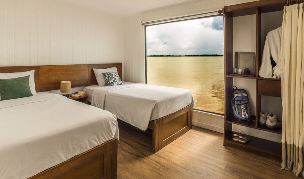 MV La Perla ship cabin on the Amazon River