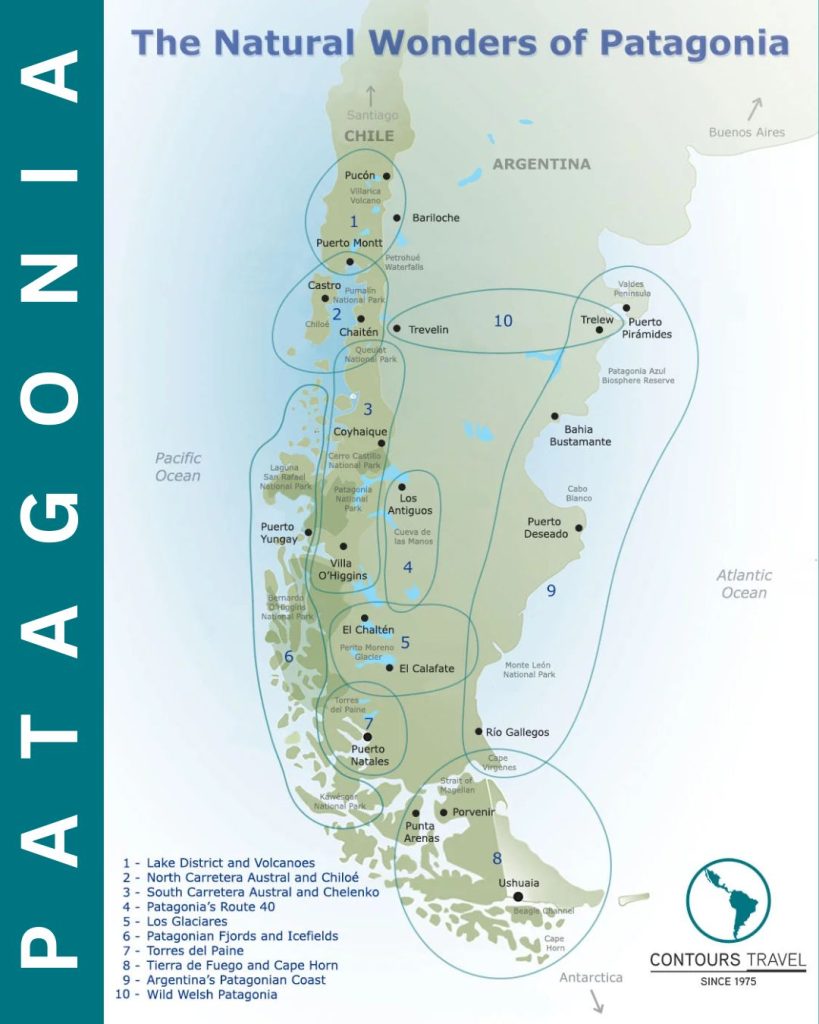 map of patagonia including sub-regions