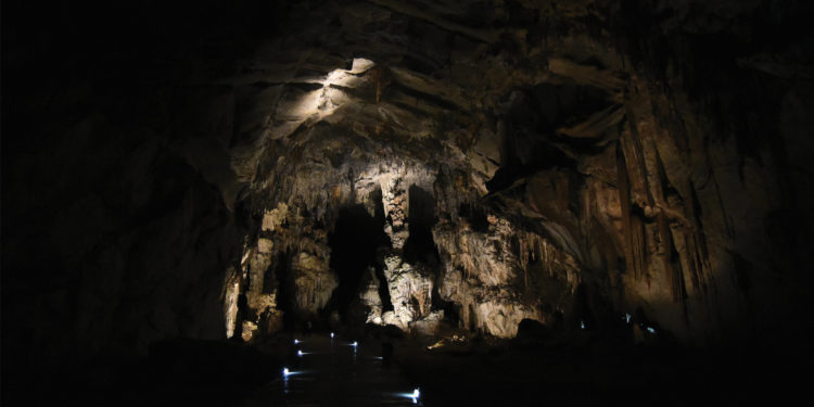 Inside of the Cacahuamilpa Caves in Mexico