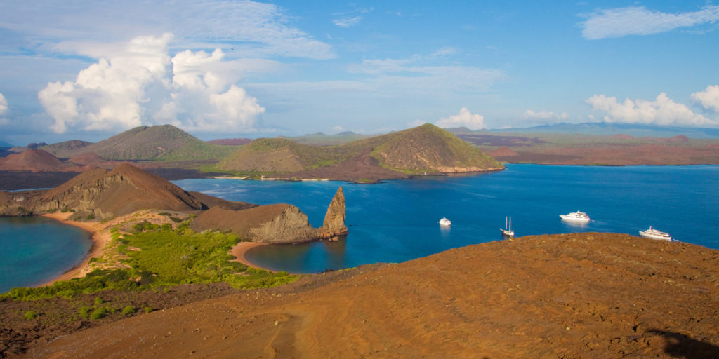The famous view of Pinnacle Rock, Bartolome Island, Galapagos